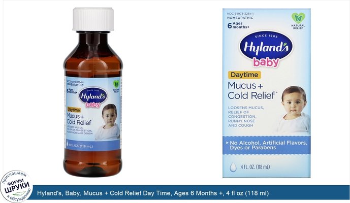 Hyland\'s, Baby, Mucus + Cold Relief Day Time, Ages 6 Months +, 4 fl oz (118 ml)