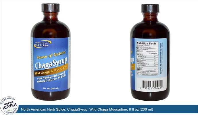North American Herb Spice, ChagaSyrup, Wild Chaga Muscadine, 8 fl oz (236 ml)