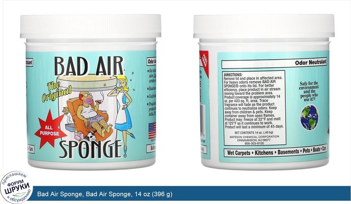 Bad Air Sponge, Bad Air Sponge, 14 oz (396 g)