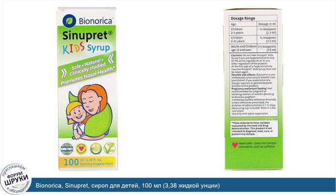 Bionorica, Sinupret, сироп для детей, 100 мл (3,38 жидкой унции)