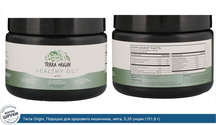 Terra Origin, Порошок для здорового кишечника, мята, 5,35 унции (151,8 г)