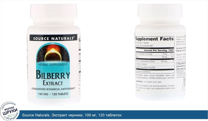 Source Naturals, Экстракт черники, 100 мг, 120 таблеток