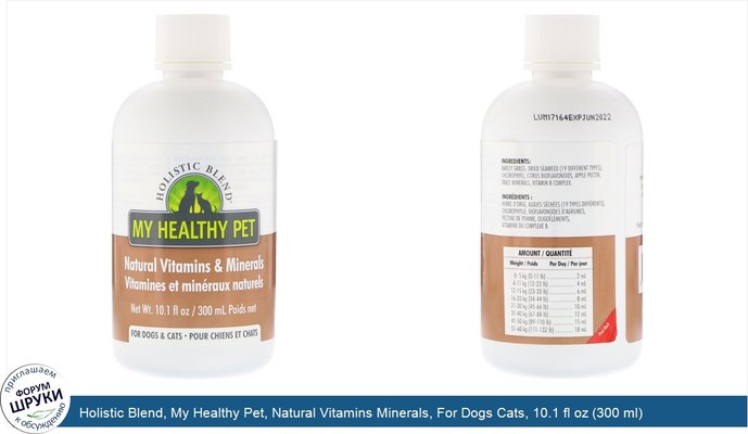 Holistic Blend, My Healthy Pet, Natural Vitamins Minerals, For Dogs Cats, 10.1 fl oz (300 ml)