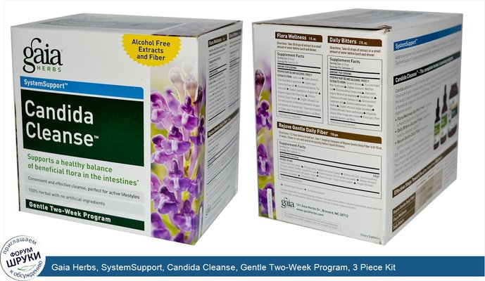 Gaia Herbs, SystemSupport, Candida Cleanse, Gentle Two-Week Program, 3 Piece Kit