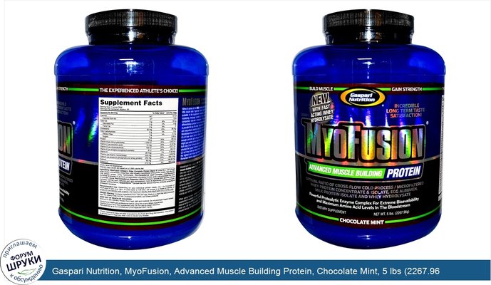 Gaspari Nutrition, MyoFusion, Advanced Muscle Building Protein, Chocolate Mint, 5 lbs (2267.96 g)