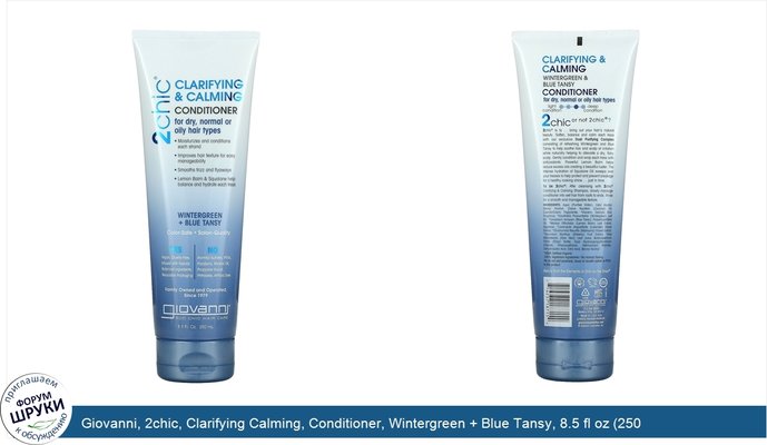 Giovanni, 2chic, Clarifying Calming, Conditioner, Wintergreen + Blue Tansy, 8.5 fl oz (250 ml)