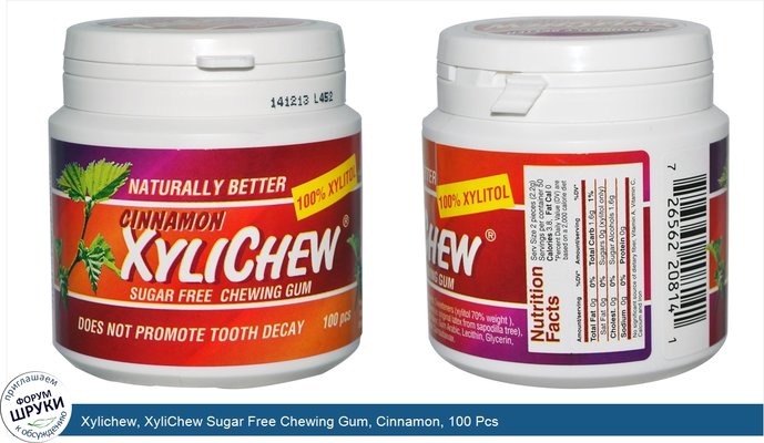 Xylichew, XyliChew Sugar Free Chewing Gum, Cinnamon, 100 Pcs