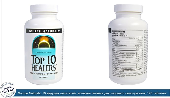 Source Naturals, 10 ведущих целителей, активное питание для хорошего самочувствия, 120 таблеток