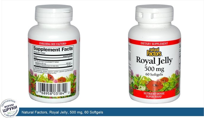 Natural Factors, Royal Jelly, 500 mg, 60 Softgels