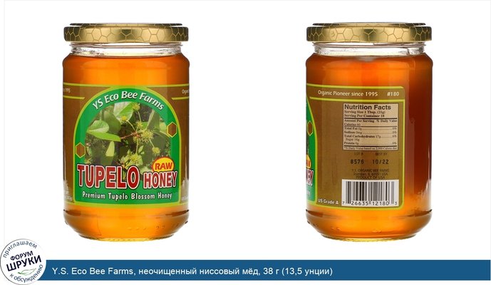 Y.S. Eco Bee Farms, неочищенный ниссовый мёд, 38 г (13,5 унции)