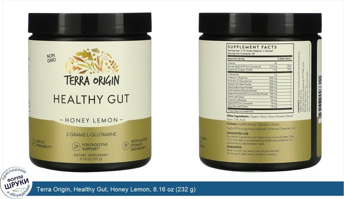 Terra Origin, Healthy Gut, Honey Lemon, 8.16 oz (232 g)