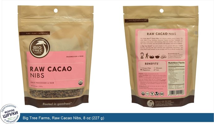 Big Tree Farms, Raw Cacao Nibs, 8 oz (227 g)