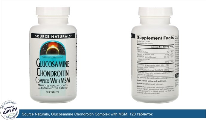 Source Naturals, Glucosamine Chondroitin Complex with MSM, 120 таблеток