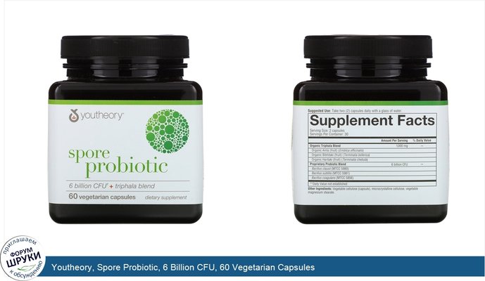 Youtheory, Spore Probiotic, 6 Billion CFU, 60 Vegetarian Capsules