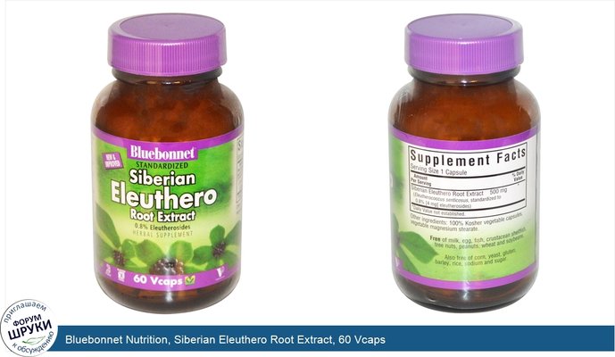 Bluebonnet Nutrition, Siberian Eleuthero Root Extract, 60 Vcaps