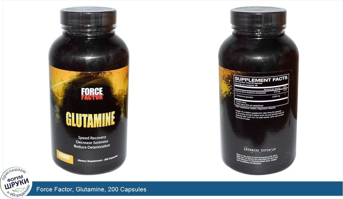 Force Factor, Glutamine, 200 Capsules