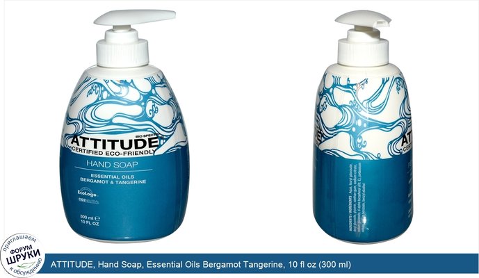 ATTITUDE, Hand Soap, Essential Oils Bergamot Tangerine, 10 fl oz (300 ml)