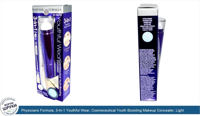 Physicians Formula, 3-In-1 Youthful Wear, Cosmeceutical Youth Boosting Makeup Concealer, Light + Yellow