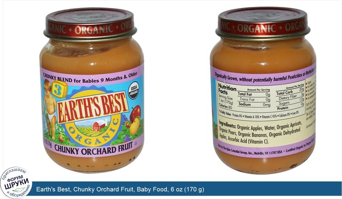Earth\'s Best, Chunky Orchard Fruit, Baby Food, 6 oz (170 g)