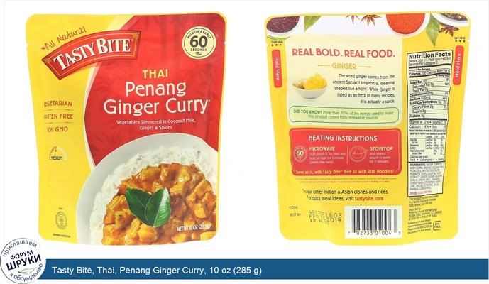 Tasty Bite, Thai, Penang Ginger Curry, 10 oz (285 g)