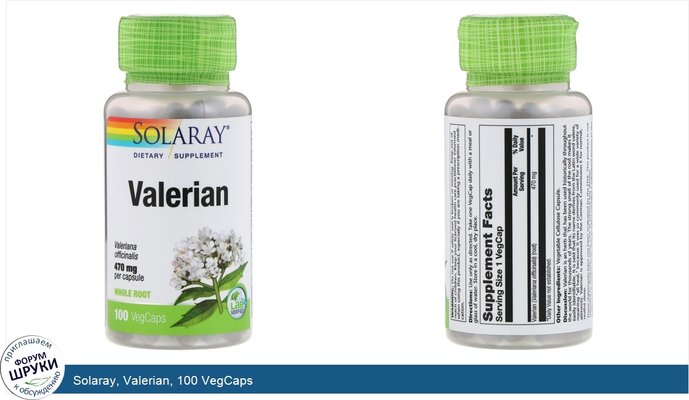 Solaray, Valerian, 100 VegCaps