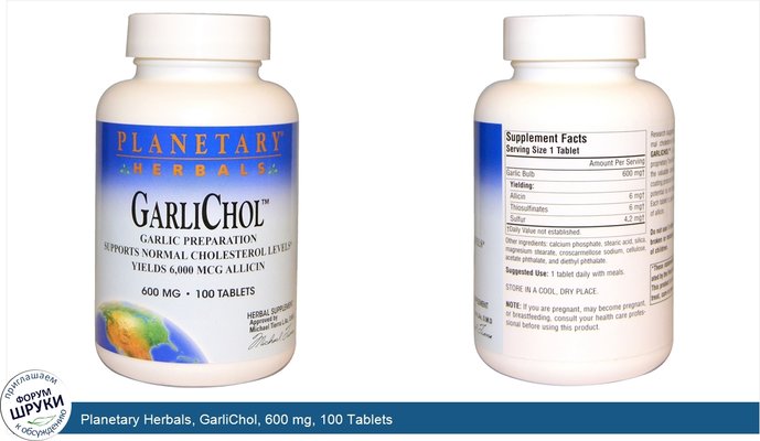 Planetary Herbals, GarliChol, 600 mg, 100 Tablets