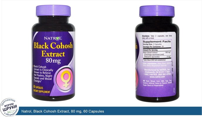 Natrol, Black Cohosh Extract, 80 mg, 60 Capsules