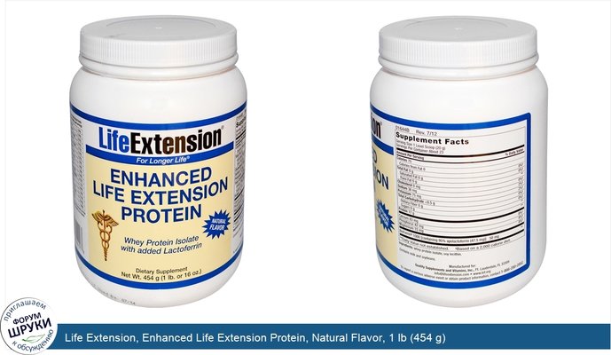 Life Extension, Enhanced Life Extension Protein, Natural Flavor, 1 lb (454 g)