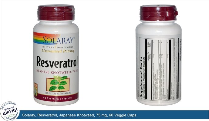 Solaray, Resveratrol, Japanese Knotweed, 75 mg, 60 Veggie Caps
