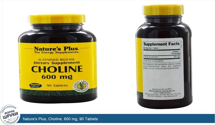 Nature\'s Plus, Choline, 600 mg, 90 Tablets