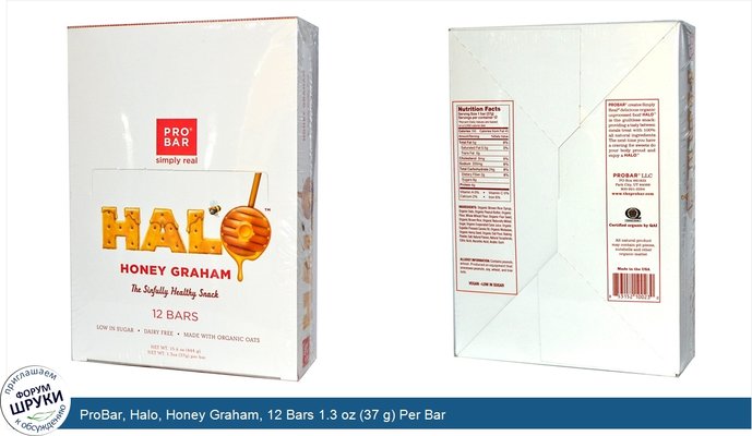 ProBar, Halo, Honey Graham, 12 Bars 1.3 oz (37 g) Per Bar
