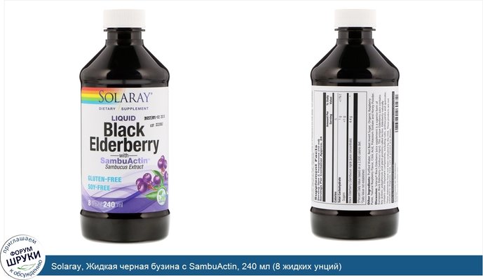 Solaray, Жидкая черная бузина с SambuActin, 240 мл (8 жидких унций)