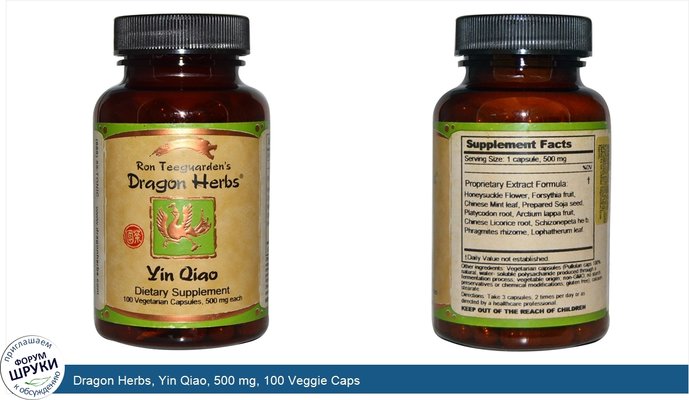 Dragon Herbs, Yin Qiao, 500 mg, 100 Veggie Caps
