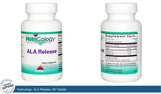 Nutricology, ALA Release, 60 Tablets