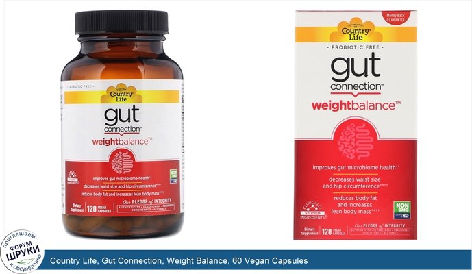 Country Life, Gut Connection, Weight Balance, 60 Vegan Capsules