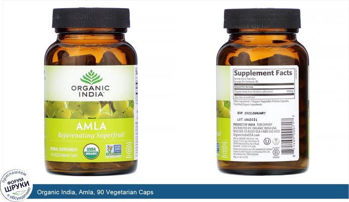 Organic India, Amla, 90 Vegetarian Caps