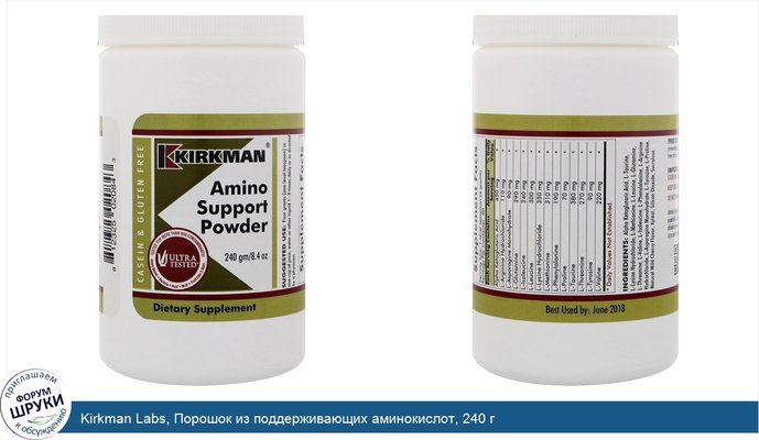 Kirkman Labs, Порошок из поддерживающих аминокислот, 240 г