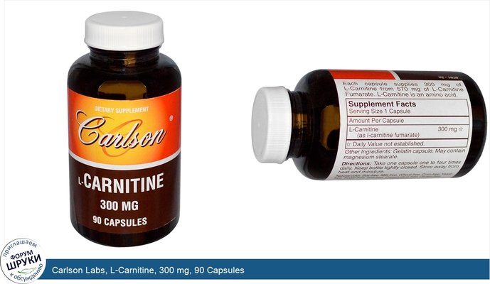 Carlson Labs, L-Carnitine, 300 mg, 90 Capsules