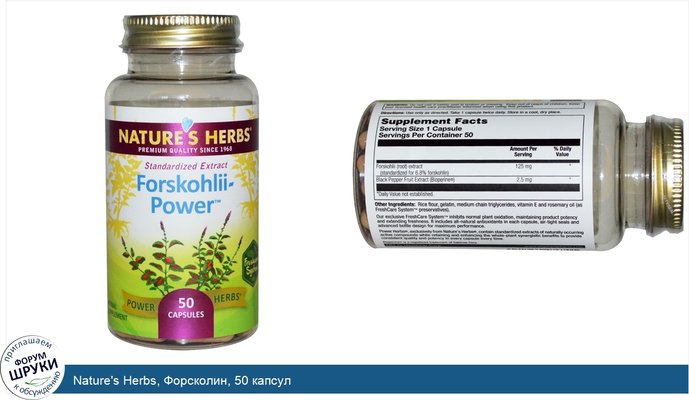 Nature\'s Herbs, Форсколин, 50 капсул
