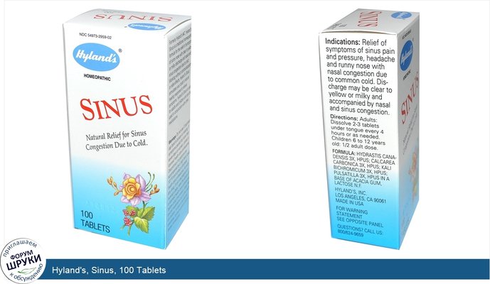 Hyland\'s, Sinus, 100 Tablets