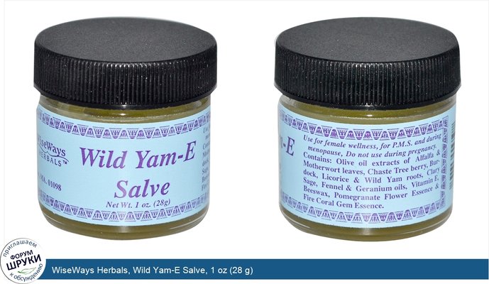 WiseWays Herbals, Wild Yam-E Salve, 1 oz (28 g)