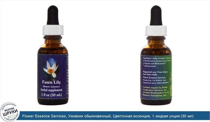 Flower Essence Services, Ужовник обыкновенный, Цветочная эссенция, 1 жидкая унция (30 мл)