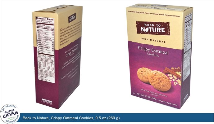 Back to Nature, Crispy Oatmeal Cookies, 9.5 oz (269 g)