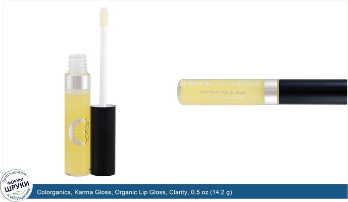 Colorganics, Karma Gloss, Organic Lip Gloss, Clarity, 0.5 oz (14.2 g)