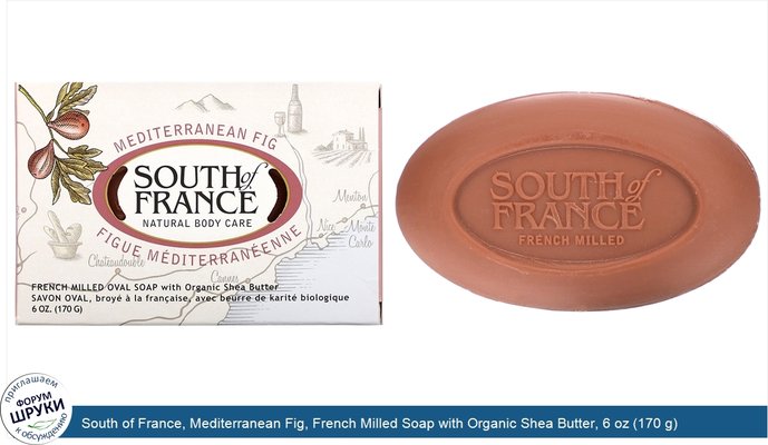 South of France, Mediterranean Fig, French Milled Soap with Organic Shea Butter, 6 oz (170 g)