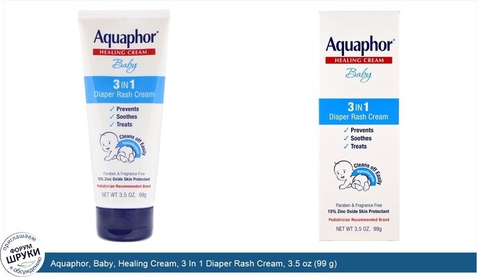 Aquaphor, Baby, Healing Cream, 3 In 1 Diaper Rash Cream, 3.5 oz (99 g)