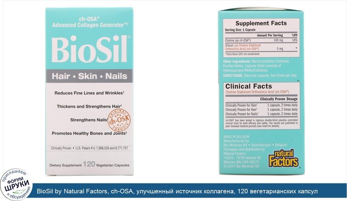 BioSil by Natural Factors, ch-OSA, улучшенный источник коллагена, 120 вегетарианских капсул