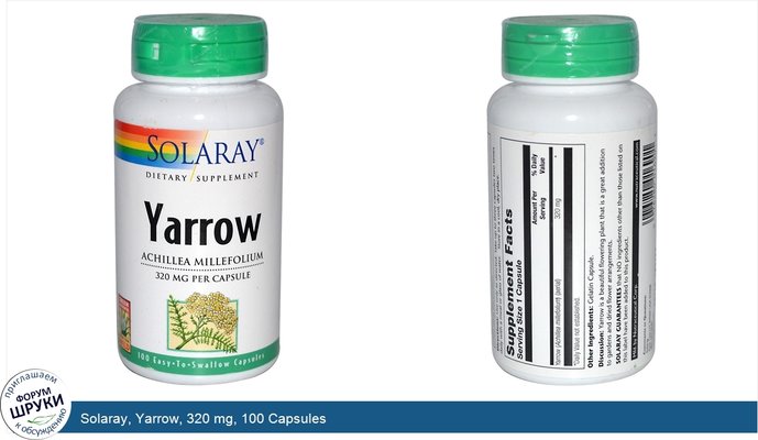 Solaray, Yarrow, 320 mg, 100 Capsules