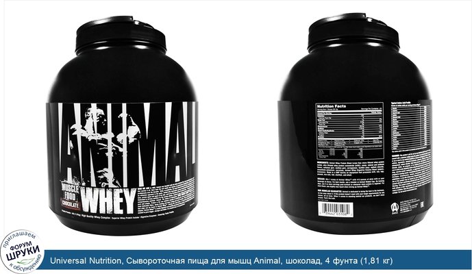 Universal Nutrition, Сывороточная пища для мышц Animal, шоколад, 4 фунта (1,81 кг)