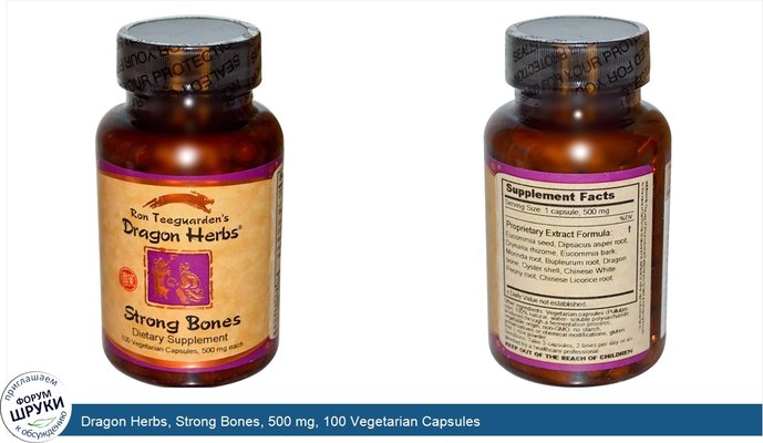Dragon Herbs, Strong Bones, 500 mg, 100 Vegetarian Capsules